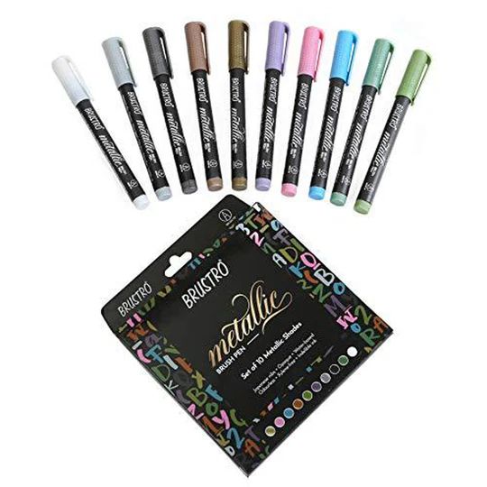 Brustro Metallic Brush Pen Set 10 - Image 4