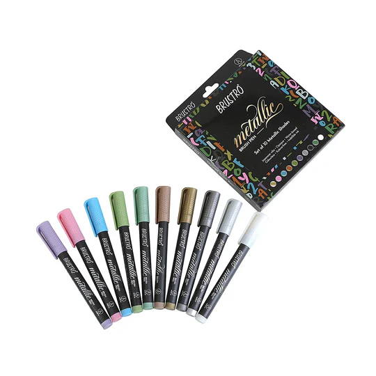 Brustro Metallic Brush Pen Set 10 - Image 3