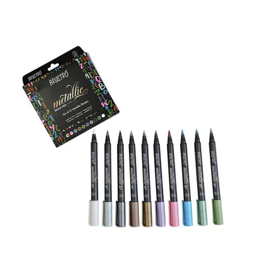 Brustro Metallic Brush Pen Set 10 - Image 2